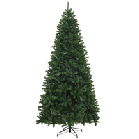 Homcom 9Ft Artificial Christmas Tree, Xmas Tree With 2132 Branch Tips, Auto Open, Holiday D Cor With Steel Base For Home Office, Green Green Steel