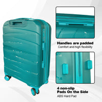 Hard Shell Luggage, 3 Piece Set, With Tsa Lock, 20 Inches 24 Inches 28 Inches Antique Green Polypropylene