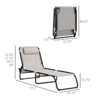 Outsunny Folding Chaise Lounge Pool Chair Set Of 2, Patio Sun Tanning Chair, Outdoor Lounge Chair With 4 Position Reclining Back,Mesh Seat For Beach, Yard, Patio, Cream Cream White Steel