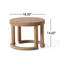 Outdoor Acacia Wood Side Table, 18" Solid Side Table For Patio, Pool, Porch Brown Wash Brown Acacia Wood