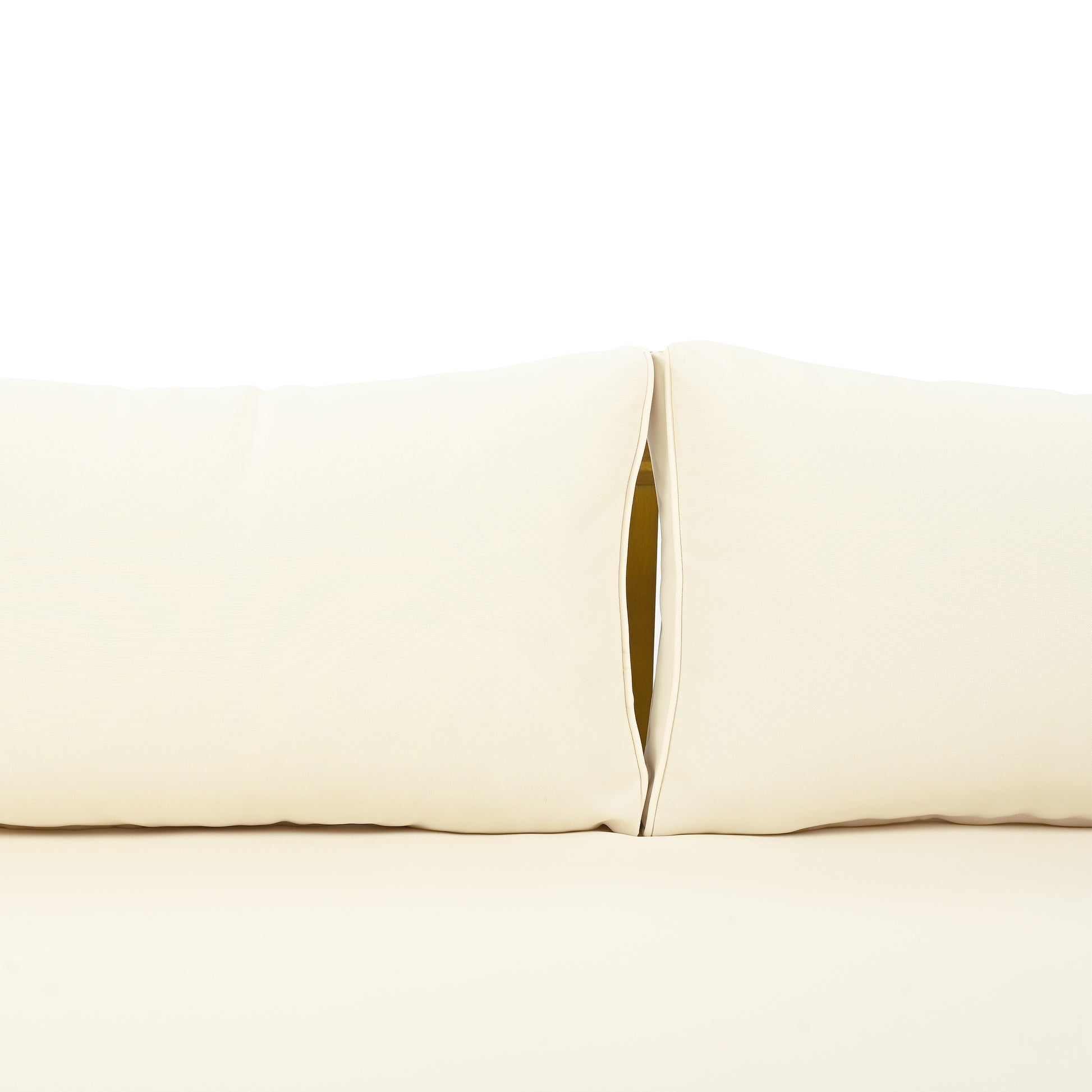 Claremont 3 Seater Daybed With Rattan Arms Beige Cushion Teak Beige Wood Fabric Rattan