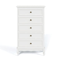 5 Drawer Dresser For Bedroom, Modern Storage Closet Cabinet Organizerwith Solid Wood Legs And Painted Finish White White Wood