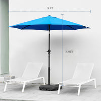 9 Foot Outdoor Patio Umbrella With Button Tilt And Crank, Outdoor Patio Market Table Umbrella Uv Protected And Waterproof, Blue Blue Polyester