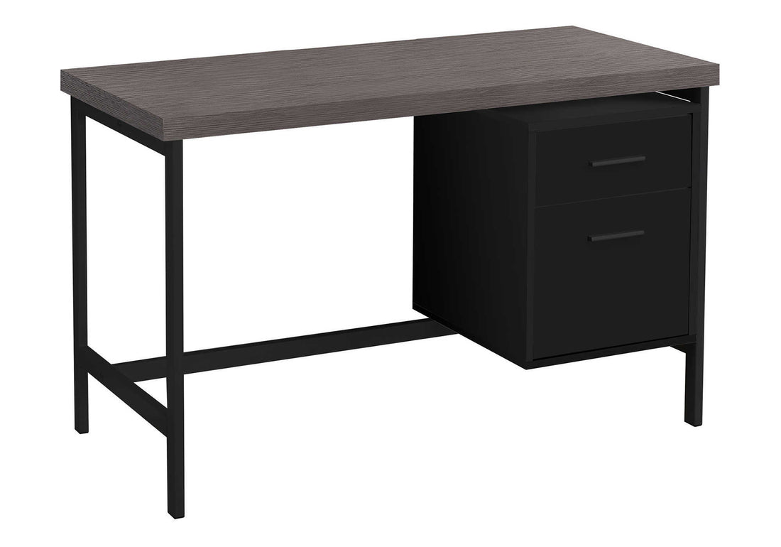 Computer Desk, Home Office, Laptop, Left, Right Set Up, Storage Drawers, 48"L, Work, Black And Grey Laminate, Black Metal, Contemporary, Modern Black Particle Board