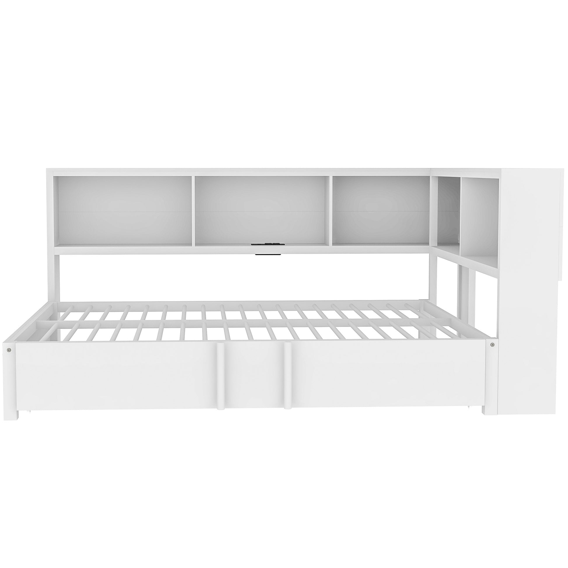 Metal Full Size Daybed With Trundle, Storage Cabinets And Usb Ports, White Full White Metal