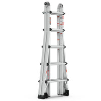 Aluminum Multi Position Ladder With Wheels, 300 Lbs Weight Rating, 22 Ft Metallic Grey Aluminium Alloy