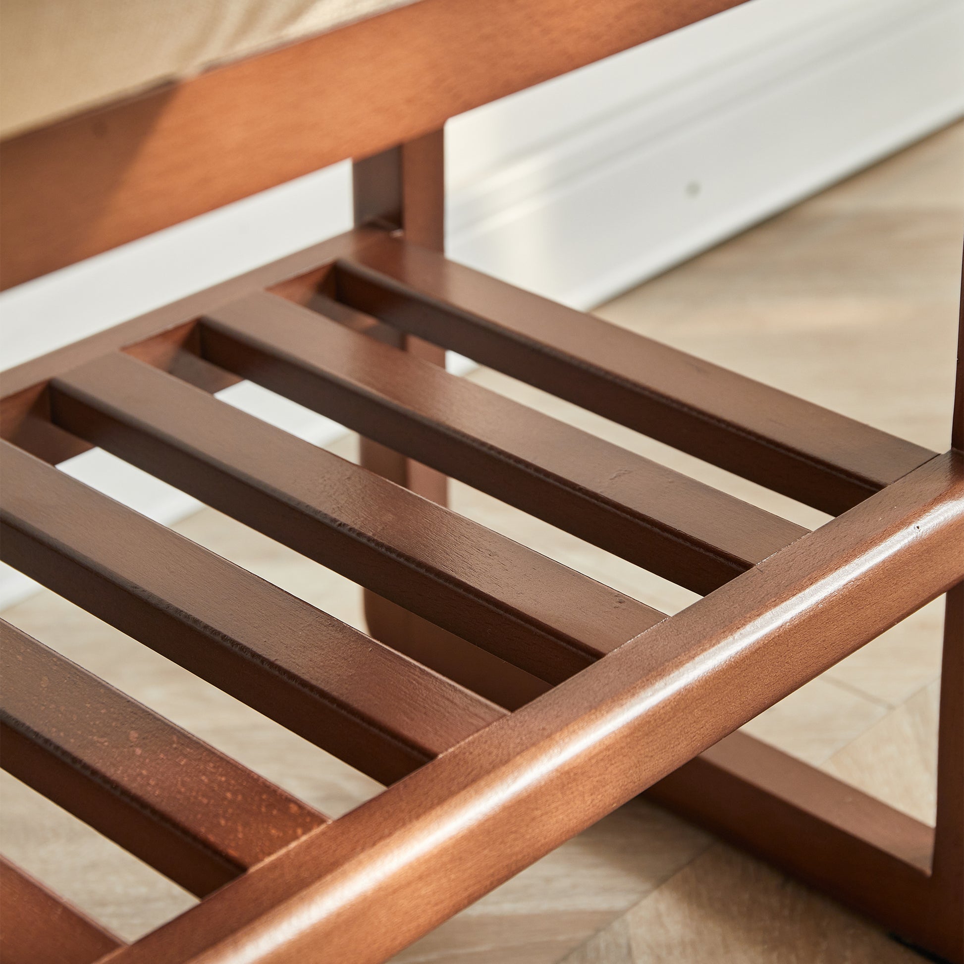 Walnut Color Solid Wood Shoe Bench, Beech Wood Storage Rack Organizer With High Rebound Sponge Cushion Walnut Brown Primary Living Space Beech Wood Shelves Upholstered Solid Wood