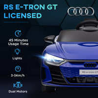 Aosom Kids Ride On Car, 12V Licensed Audi Rs E Tron Gt 3.1 Mph Electric Car For Kids, Ride On Toy For Boys And Girls With Remote Control, 4 Wheels With Suspension, Horn, Music, Lights, Dark Blue Blue Plastic