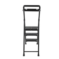 3 Step Ladder Folding Step Stool Ladders For Home Lightweight 300Lbs Capacity Step Ladder Suitable For Home And Office Amber Graphite,Black Metal