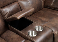 Hooper Brown Power Reclining Loveseat Brown Foam Engineered Wood