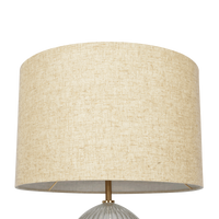 Aurora Ribbed Glass Lamp Base Clear Table Lamp Large Linen Shade Clear,Gold,Natural Table&Floor Lamps Fabric,Glass,Metal