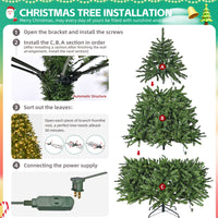 7Ft Pre Lit Artificial Holiday Christmas Tree For Home, Office,Party Decoration W 700 Warm White Lights, 2231 Branch Tips, Easy Assembly, Metal Hinges & Foldable Base Green Pvc