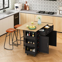 Multi Functional Kitchen Island Cart With Stylish And Minimalist Bar Stools, Combination Set, Convenient And Practical Black Kitchen Island Brown Bar Stools Black Brown Mdf