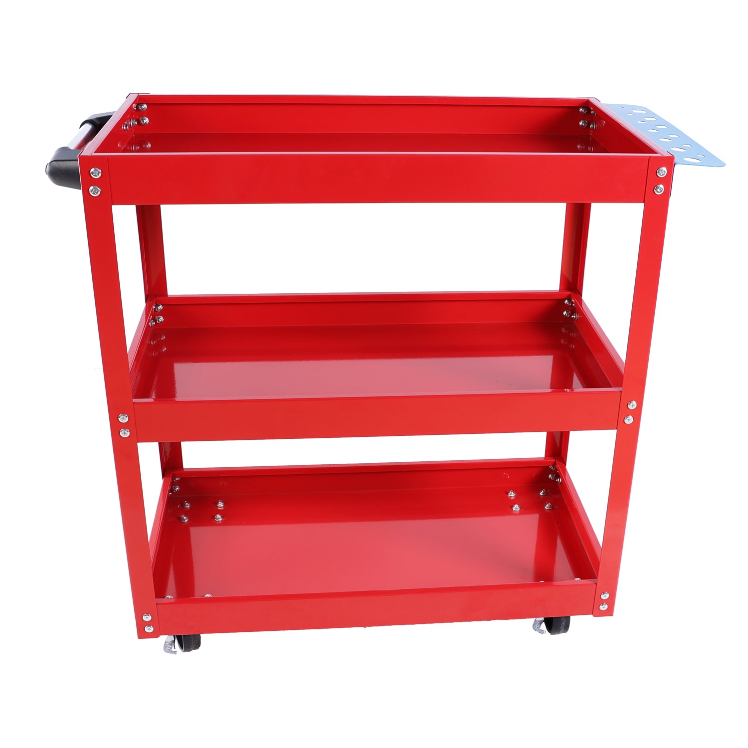 Tool Cart On Wheels, 3 Tier Rolling Mechanic Tool Cart, Heavy Duty Steel Utility Cart W Lockable Wheels, 450 Lbs Capacity Industrial Service Cart For Garage, Warehouse, Workshop Bright Red Red Abs Steel Q235
