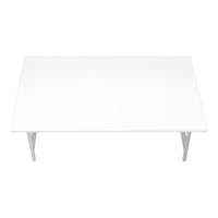 Coffee Table, Accent, Cocktail, Rectangular, Living Room, 40"L, White Laminate, Grey Metal, Contemporary, Modern White Mdf