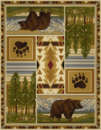 Woodland Gc Rst5301 Multi 2 Ft. 7 In. X 7 Ft. 3 In. Lodge Area Rug Cream Polypropylene