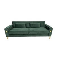 Fx P18 Rg2 Sofa Luxury Emerald Green Velvet Sofa With Gold Accents Modern 3 Seat Couch With Plush Cushions, Perfect For Living Room And Office Decor Retro Green Velvet 2 Seat