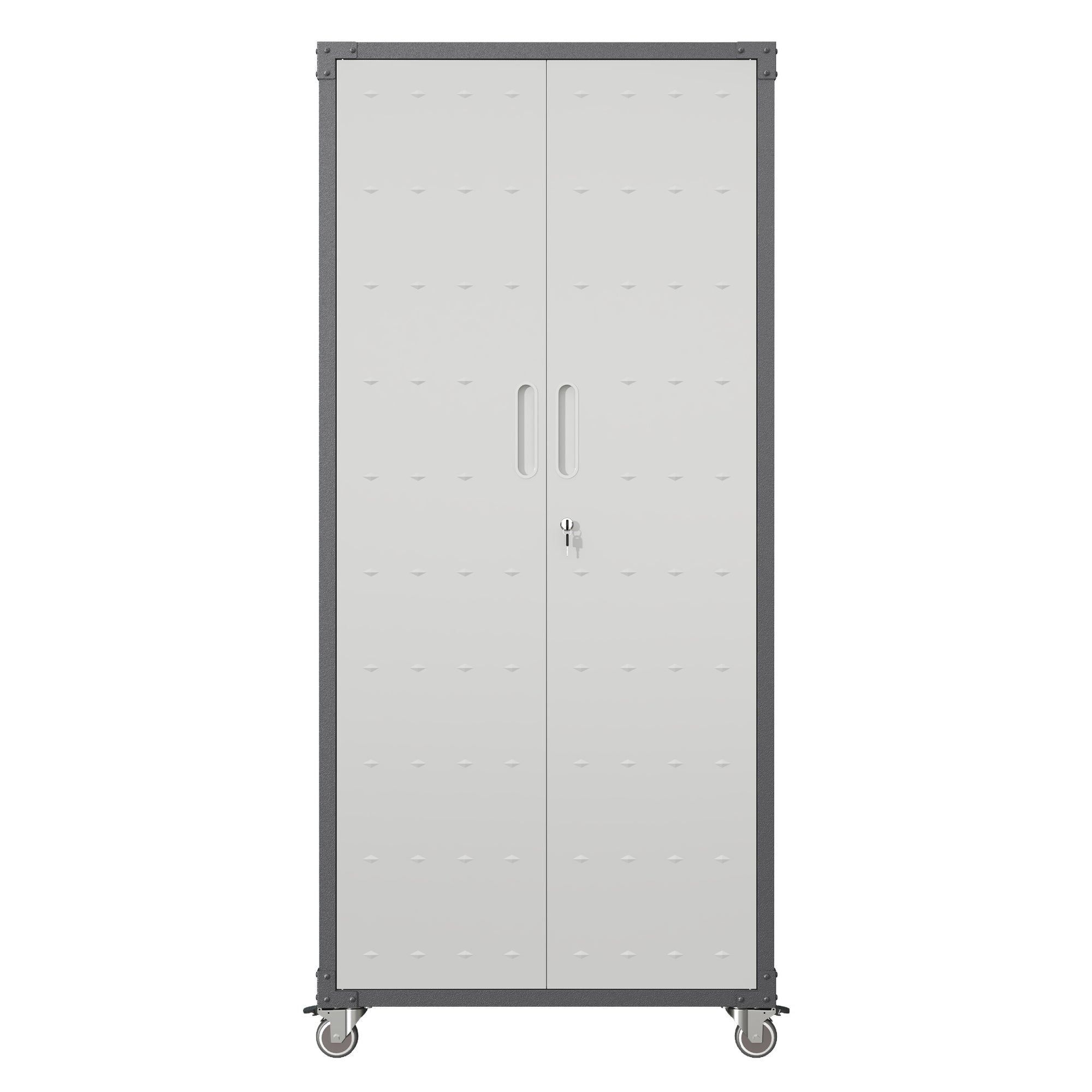71" Metal Garage Storage Cabinet With Wheels Heavy Duty Tool Storage Cabinet For Home, Office, School, And Garage Organization, Black Gray Black Gray Steel