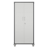 71" Metal Garage Storage Cabinet With Wheels Heavy Duty Tool Storage Cabinet For Home, Office, School, And Garage Organization, Black Gray Black Gray Steel