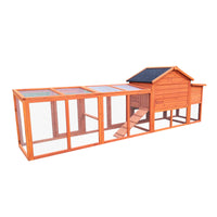 111.5" Wooden Chicken Coop, Large Hen House With Nesting Box Poultry Cage, Rabbit Hutch Bunny Cagewaterproof Uv Panel For Backyard Natural Wood