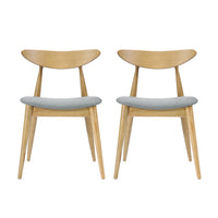 Chair Set Of 2 Beige Fabric