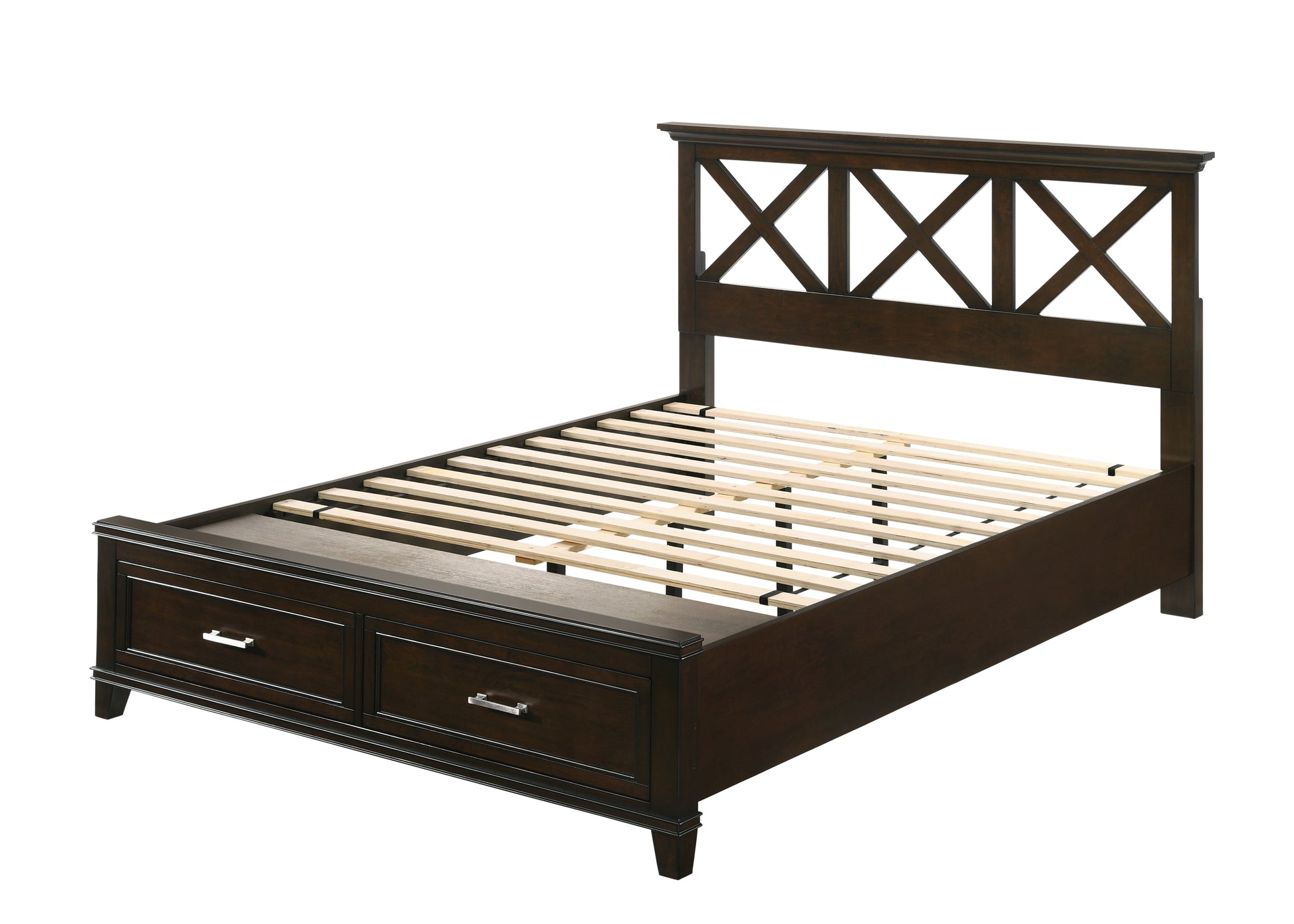 King X Storage Bed Mahogany Solid Wood Mdf