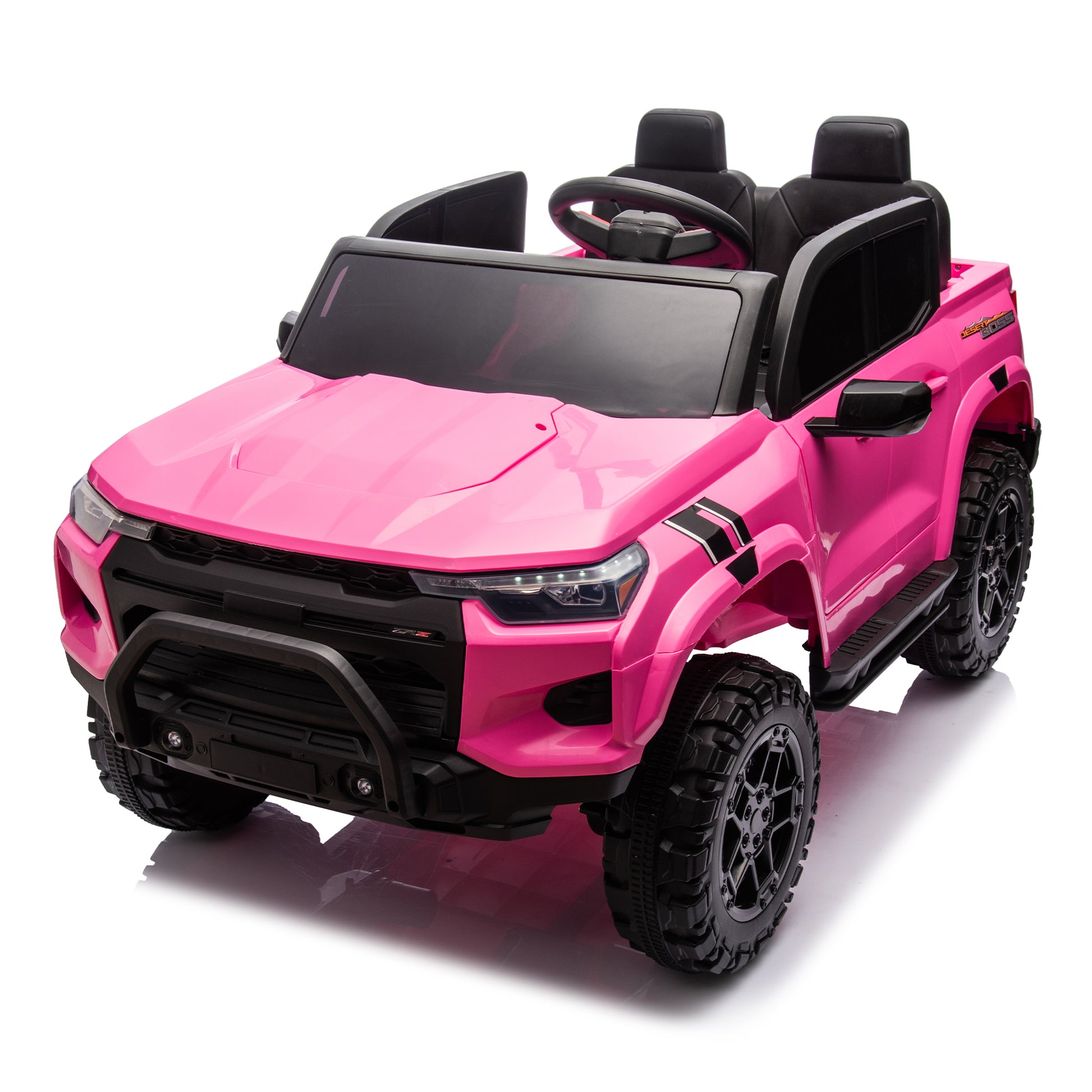 24V10A Two Seater Kids Ride On Electric Pickup, Kids Ride On Toy W Parents Remote Control,4Wd 800W Motors,Two Safety Belts,High Gate Safety Design,Usb,Bluetooth, Speed 2.49 3.73Mph For Kids Aged 3 . Rose Red 50 99 Lbs Polypropylene