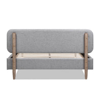 Diego Low Upholstered Platform Bed, Queen, Light Grey Polyester Box Spring Not Required Queen Gray Wood Foam Polyester Polyester