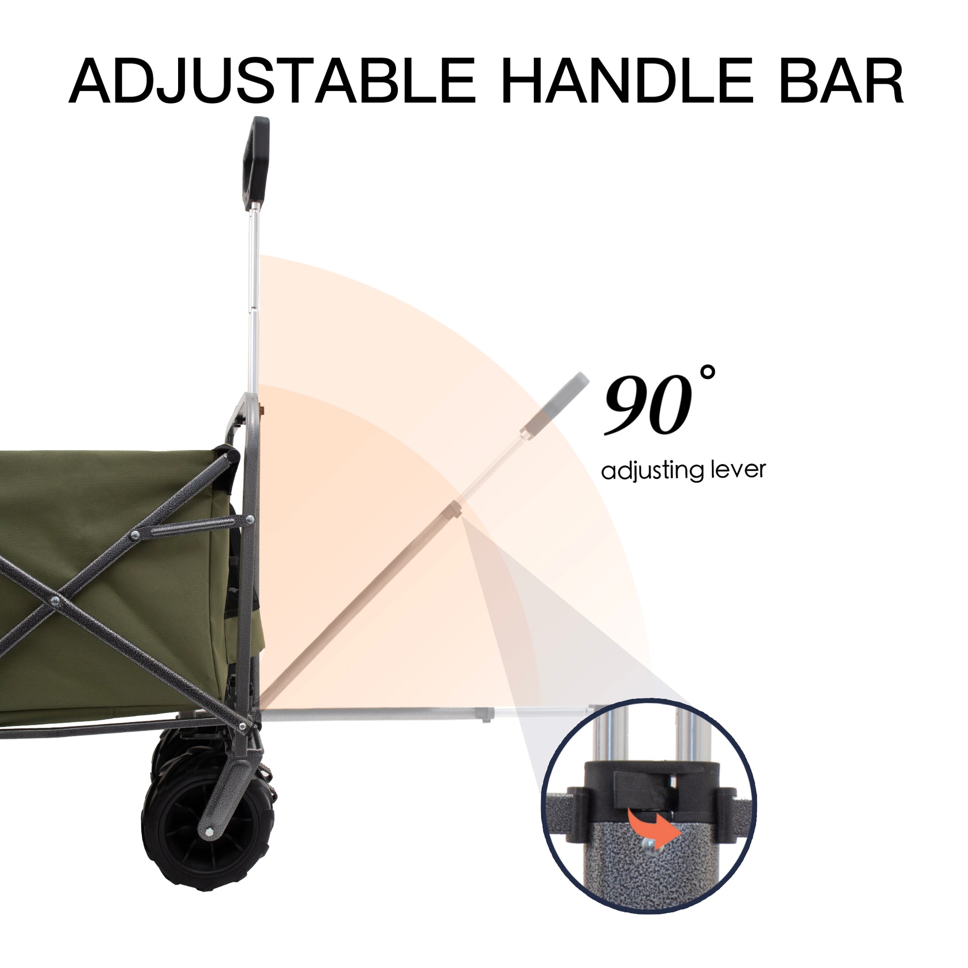 Outdoor Garden Park Utility Kids Wagon Portable Beach Trolley Cart Camping Foldable With Big Wheels Folding Wagon Army Green Garden & Outdoor Fabric Steel