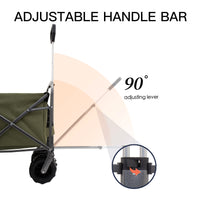 Outdoor Garden Park Utility Kids Wagon Portable Beach Trolley Cart Camping Foldable With Big Wheels Folding Wagon Army Green Garden & Outdoor Fabric Steel