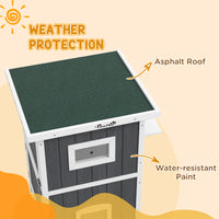 Pawhut Outdoor Cat House, Wooden Cat House 2 Tiers Cat Shelter With Weatherproof Roof, Removable Floor, Escape Doors, For 1 2 Cats, Gray Gray Wood