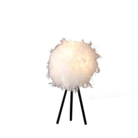 20.5" In Pure White Feather Shade Tripod Modern Metal Table Lamp White Polyester