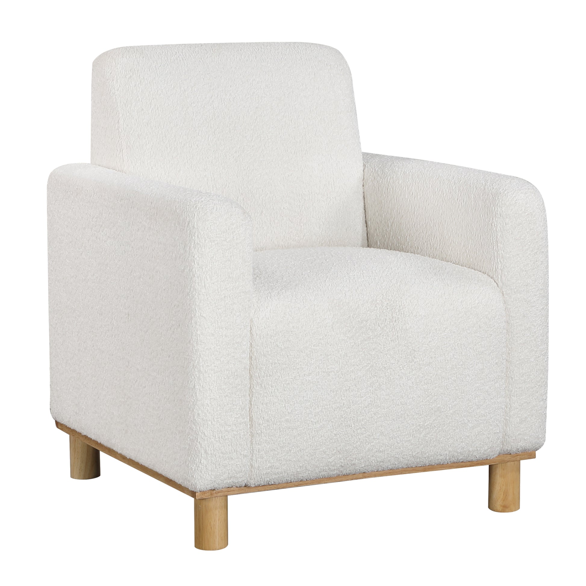 Mason White Boucle Fabric Arm Chair White Foam Boucle