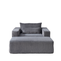 75 Inch Corduroy Sponge Sofa Lounge Chair With Removable Footrest,No Assembly Required,Fluffy Modern Sleeper Chair For Indoor Living Room Bedroom Grey Foam Corduroy 1 Seat