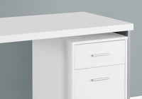 Computer Desk, Home Office, Laptop, Left, Right Set Up, Storage Drawers, 48"L, Work, White Laminate, Grey Metal, Contemporary, Modern White Particle Board