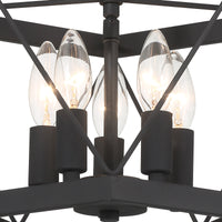 5 Light Living Room Steel Dimmable Cage Semi Flush Mount Ul Certified Black Ceiling Lights Steel Metal