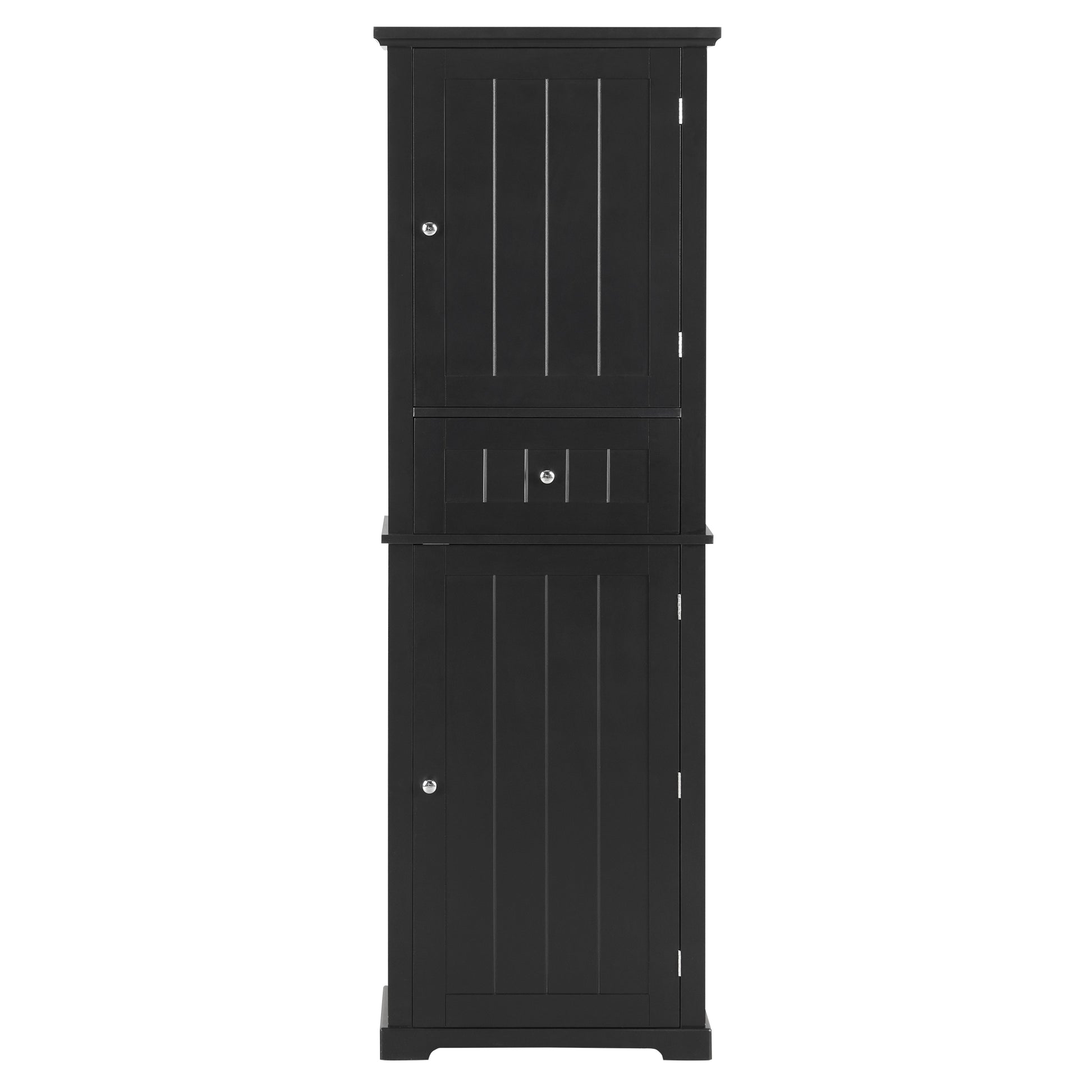 Tall Bathroom Storage Cabinet, Freestanding Storage Cabinet With Drawer And Adjustable Shelf, Mdf Board With Painted Finish, Black Black Mdf