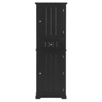 Tall Bathroom Storage Cabinet, Freestanding Storage Cabinet With Drawer And Adjustable Shelf, Mdf Board With Painted Finish, Black Black Mdf