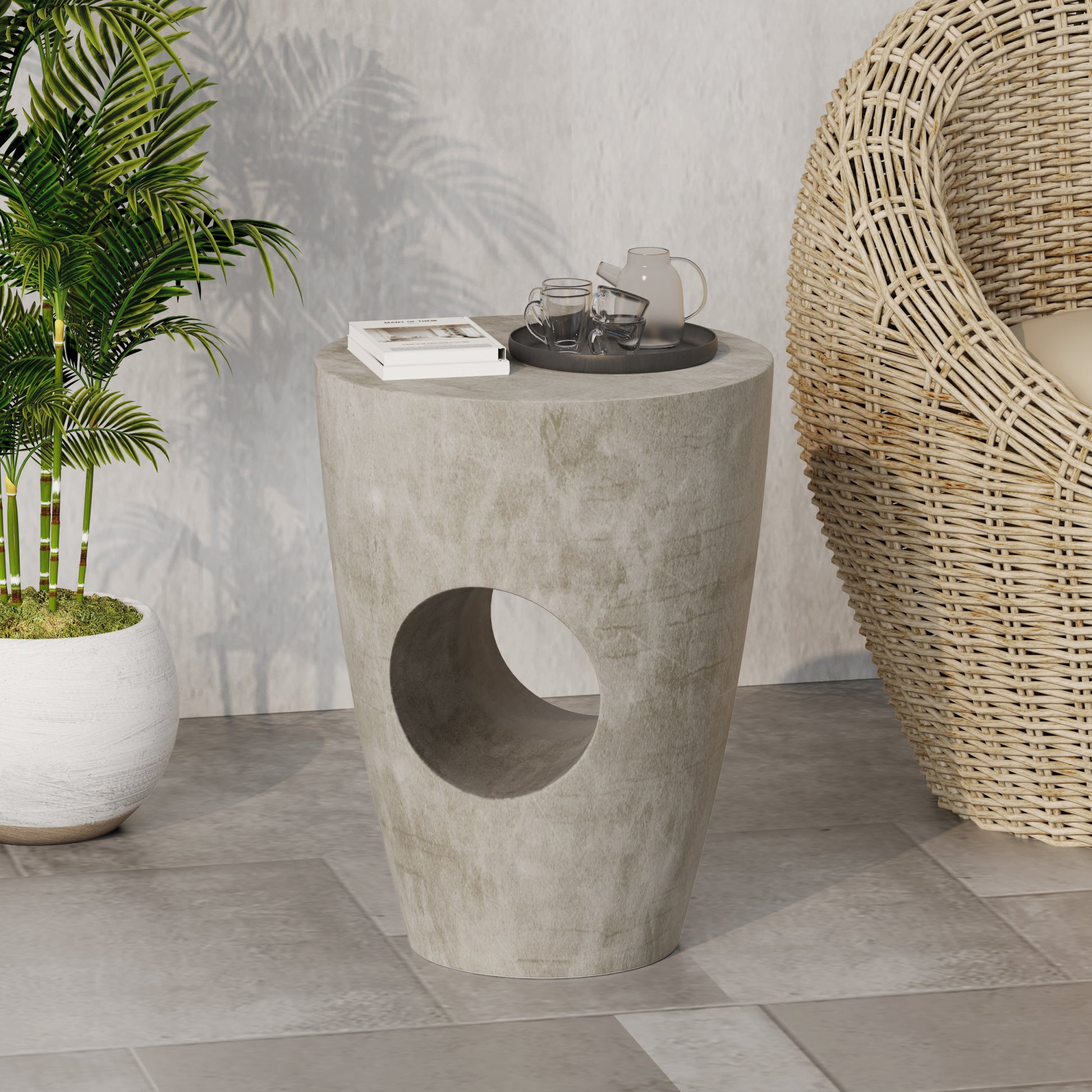 Sirius Side Table Grey Magnesium Oxide