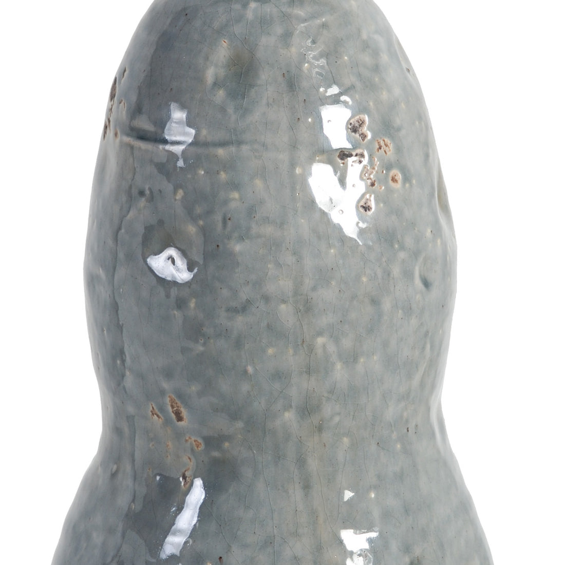 15 Inch Ceramic Vase, Curved And Design, Gray Gray Ceramic