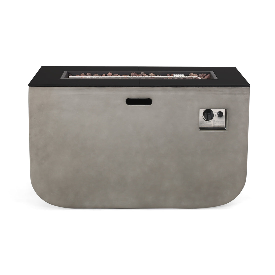 40" Rectangle Mgo Fire Pit 50 000 Btu Black Gray Magnesium Oxide