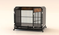 Heavy Duty Dog Crate Furniture Wooden Table Pet Dog Cage Kennel House Indoor Side End Table Decor With Removable Trays And Lockable Wheels For Medium And Large Dogs 42" Brown Brown Outdoor Kennel Large 41 70 Lbs Mdf Steel