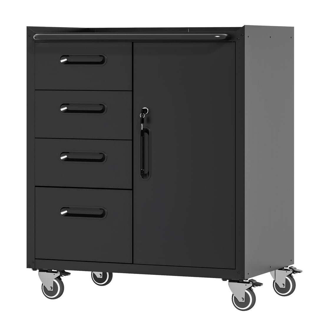 Sturdy Metal Tool Storage Cabinet With Wheels Tool Storage Cabinet For Garage, Office, And Home Organizer Solutions, Black Gray Black Gray Steel