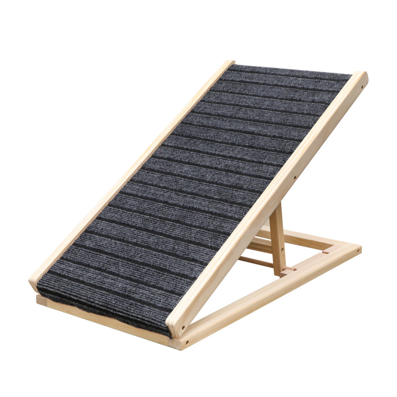 Dog Ramp For Bed, Extra Wide Excellent Traction, Pet Ramp For Small Large Dogs To Get On Couch Car, Non Slip Rubber Surface, 17" Wide Hold Up To 200Lb, Adjustable, Foldable Natural Wood Solid Wood