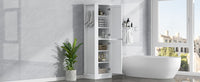 Tall Bathroom Storage Cabinet, Freestanding Storage Cabinet With Hook And Adjustable Shelf, Mdf Board, White White 2 Mdf