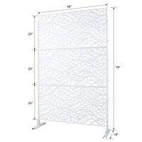 Outdoor & Indoor Privacy Screen Metal Privacy Screen 76" H 48" W, Freestanding Decorative Privacy Screen For Deck Balcony Patio, Privacy Fence Panels For Outside Lawn Garden Ps110 White White Steel