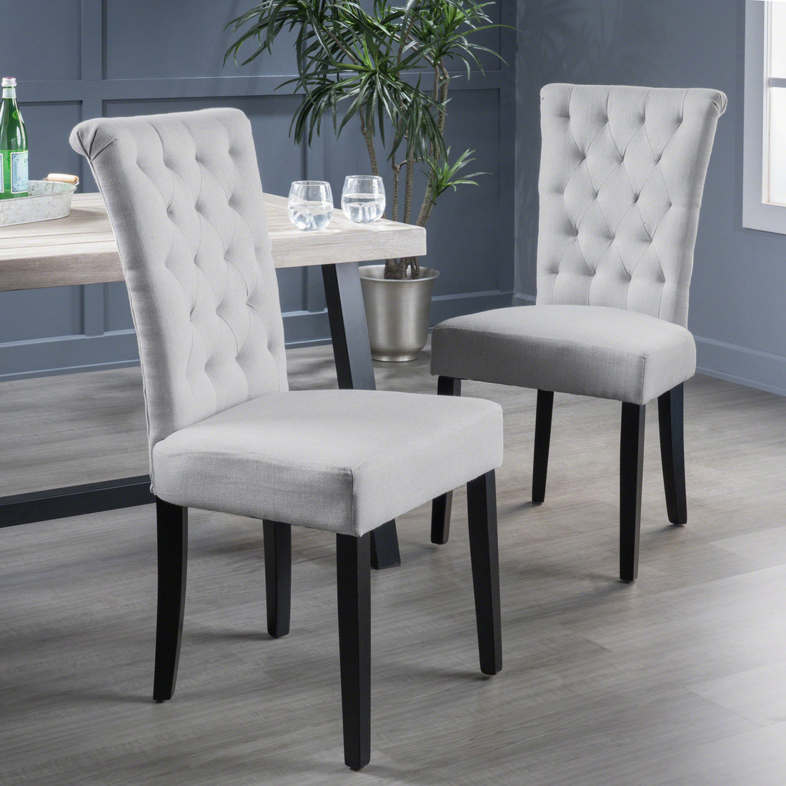 Charlotte Kd Dining Chair Mp2 Set Of 2 Light Grey Fabric