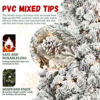 9Ft Snow Flocked Artificial Christmas Tree With Pine Cones, Prelit Xmas Trees, Hinged Easy Assembly & Reinforced Metal Base Ideal For Indoor & Outdoor Festive Decorations White Polyethylene