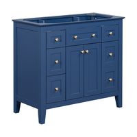 36'' Bathroon Vanity Without Sink, Modern Freestanding Single Bathroom Cabinet With 6 Drawers & 2 Cabinets, Storage Cabinet For Bathroom, Solid Wood Frame Vanity Set, Blue Not Include Sink 4 Blue 2 2 Bathroom Freestanding Solid Wood Mdf Painted