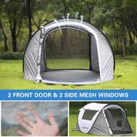 2 Person White Gray Pop Up Camping Tent White Gray Polyethylene